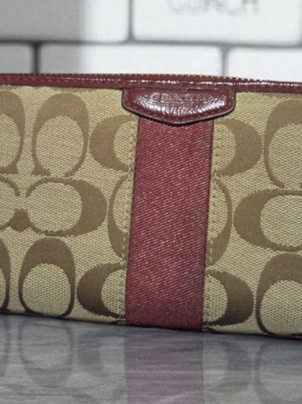 Coach Signature Accordion Zip Around Wallet